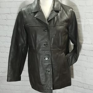 Eddie Bauer Brown Leather Car Coat